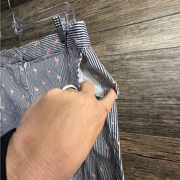 Izod White and Blue Flamingo Bermuda Shorts with Striped Pattern - Picture 8 of 8